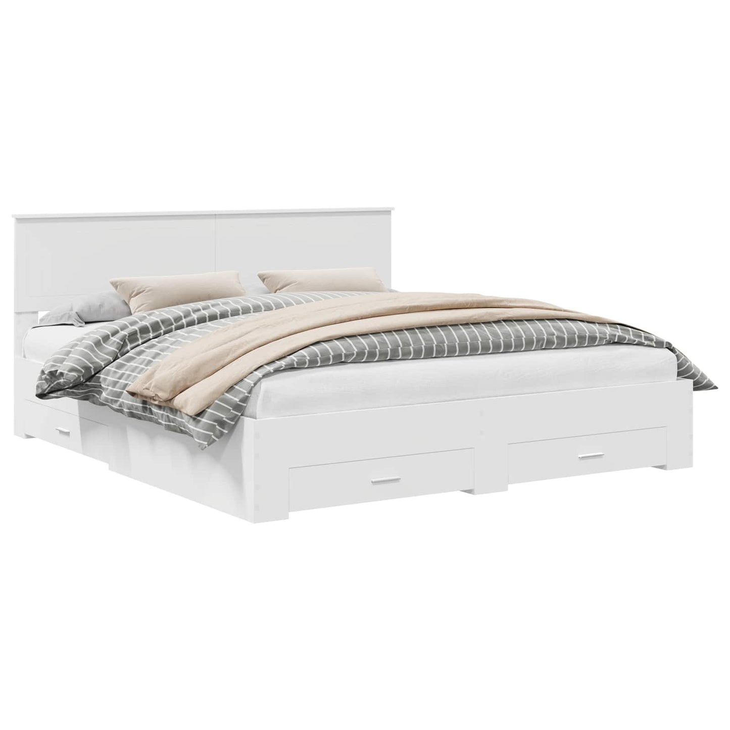 Bed Frame with Drawer White 180 x 200 cm Engineered Wood