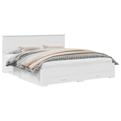 Bed Frame with Drawer White 180 x 200 cm Engineered Wood