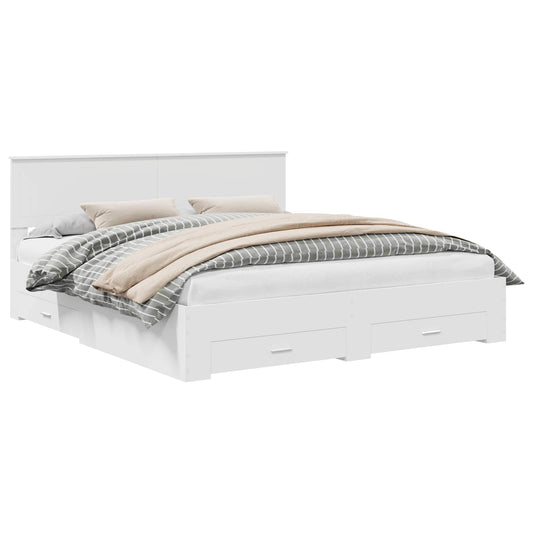 Bed Frame with Drawer White 180 x 200 cm Engineered Wood