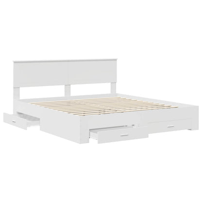 Bed Frame with Drawer White 180 x 200 cm Engineered Wood