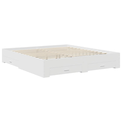 Bed Frame with Drawer White 180 x 200 cm Engineered Wood