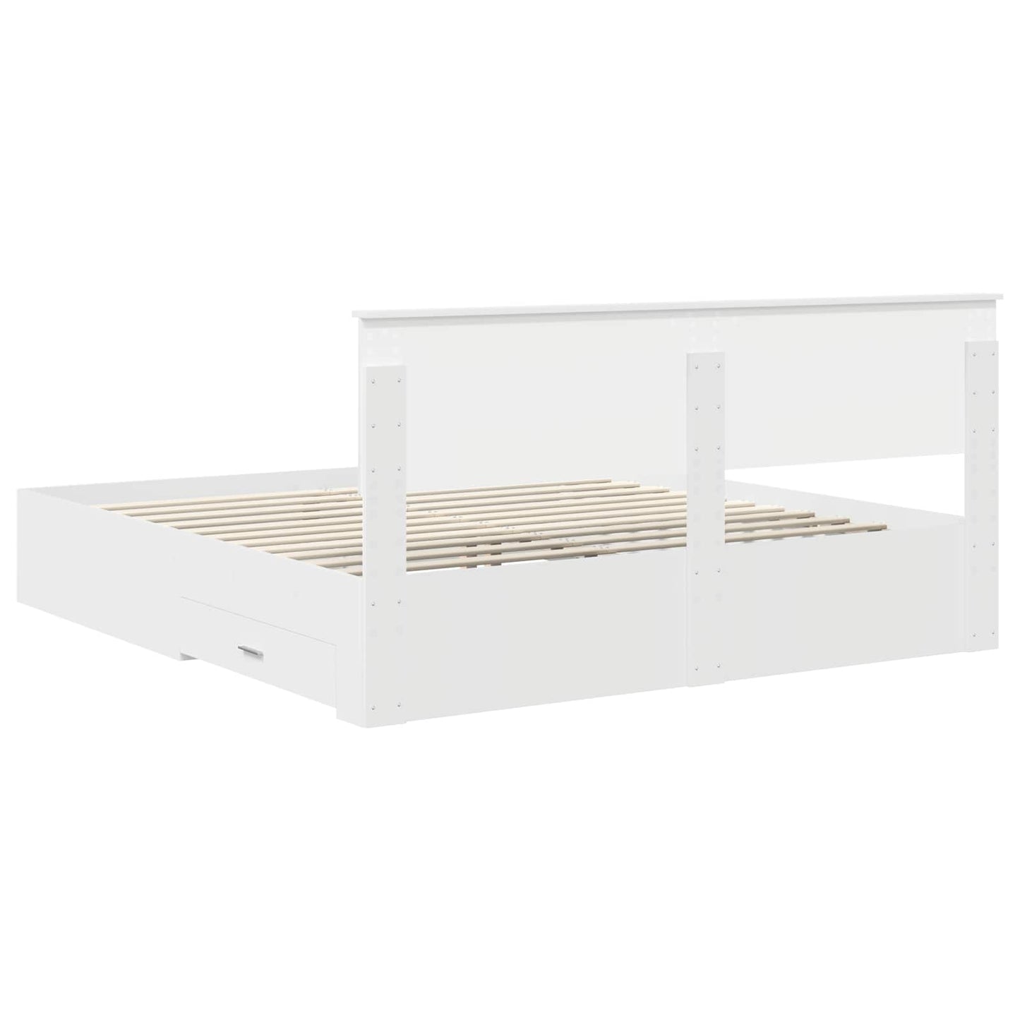 Bed Frame with Drawer White 180 x 200 cm Engineered Wood