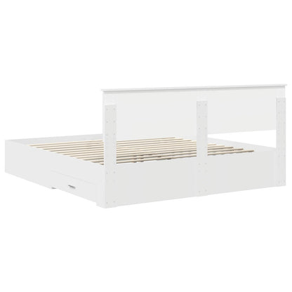 Bed Frame with Drawer White 180 x 200 cm Engineered Wood