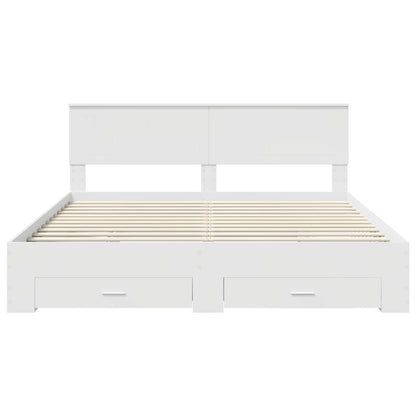 Bed Frame with Drawer White 180 x 200 cm Engineered Wood
