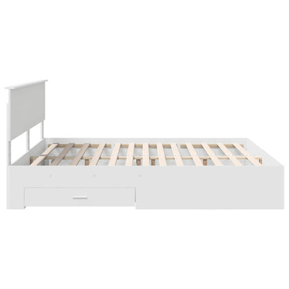 Bed Frame with Drawer White 180 x 200 cm Engineered Wood