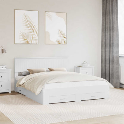 Bed Frame with Drawer White 160 x 200 cm Engineered Wood