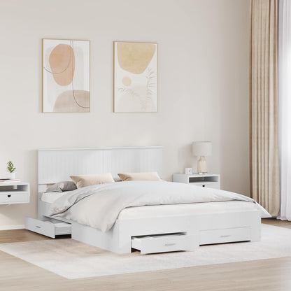 Bed Frame with Drawer White 160 x 200 cm Engineered Wood