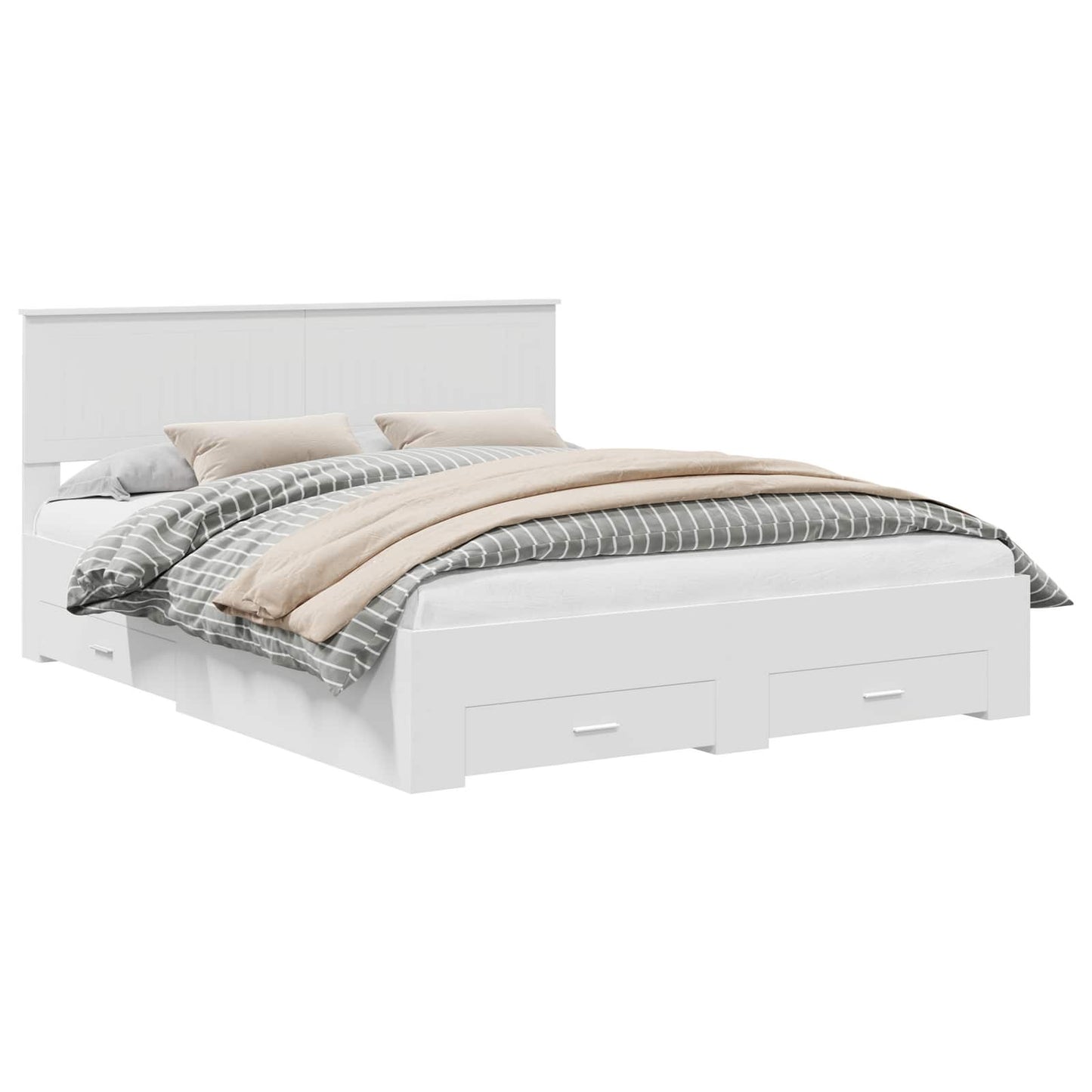 Bed Frame with Drawer White 160 x 200 cm Engineered Wood