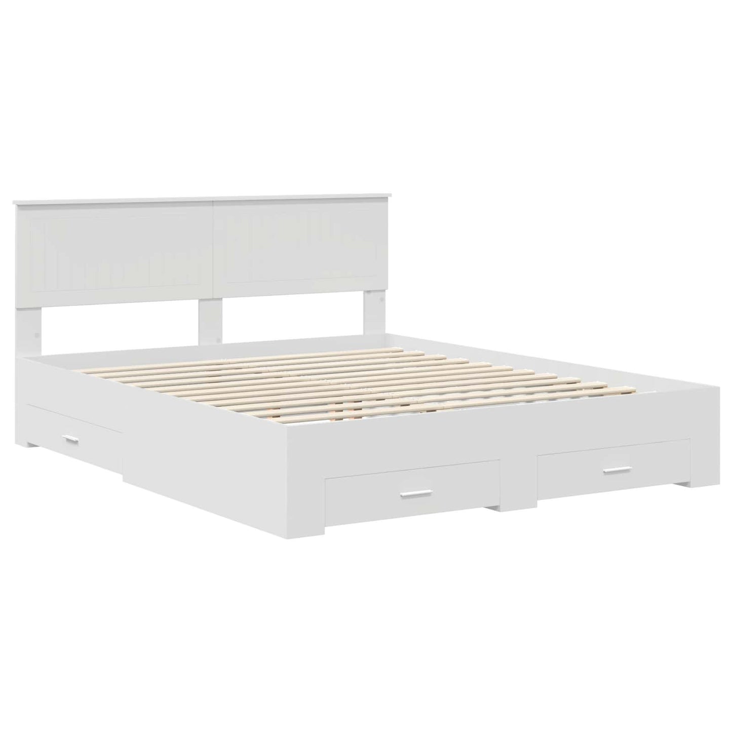Bed Frame with Drawer White 160 x 200 cm Engineered Wood