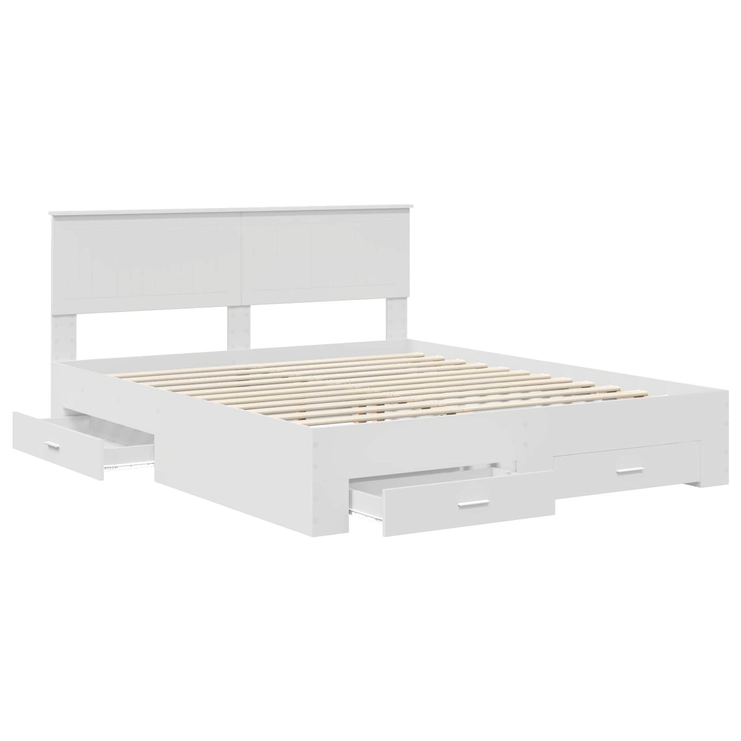 Bed Frame with Drawer White 160 x 200 cm Engineered Wood