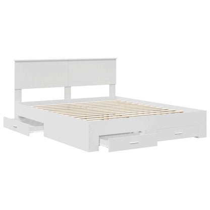 Bed Frame with Drawer White 160 x 200 cm Engineered Wood