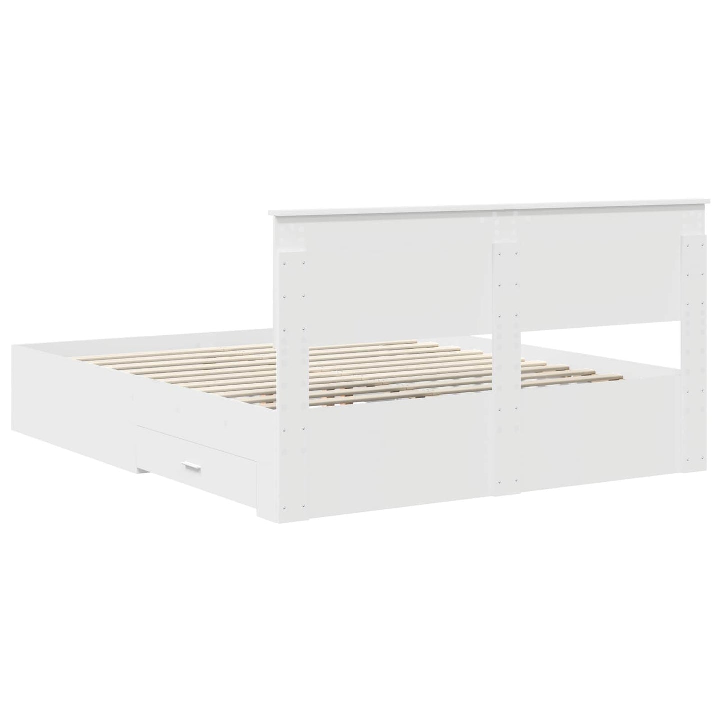 Bed Frame with Drawer White 160 x 200 cm Engineered Wood