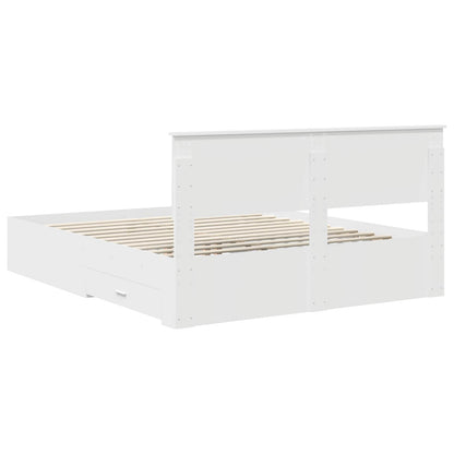 Bed Frame with Drawer White 160 x 200 cm Engineered Wood