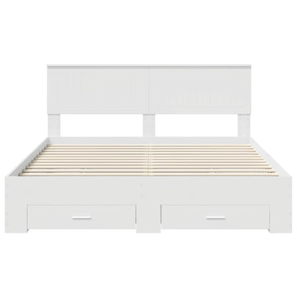 Bed Frame with Drawer White 160 x 200 cm Engineered Wood