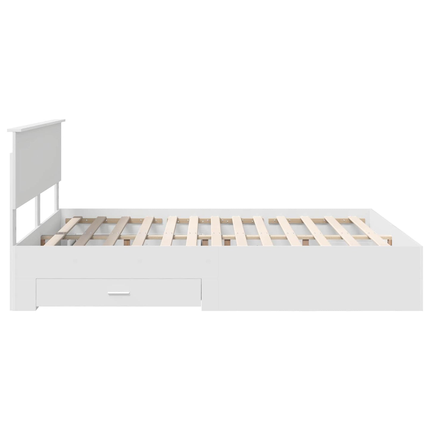 Bed Frame with Drawer White 160 x 200 cm Engineered Wood