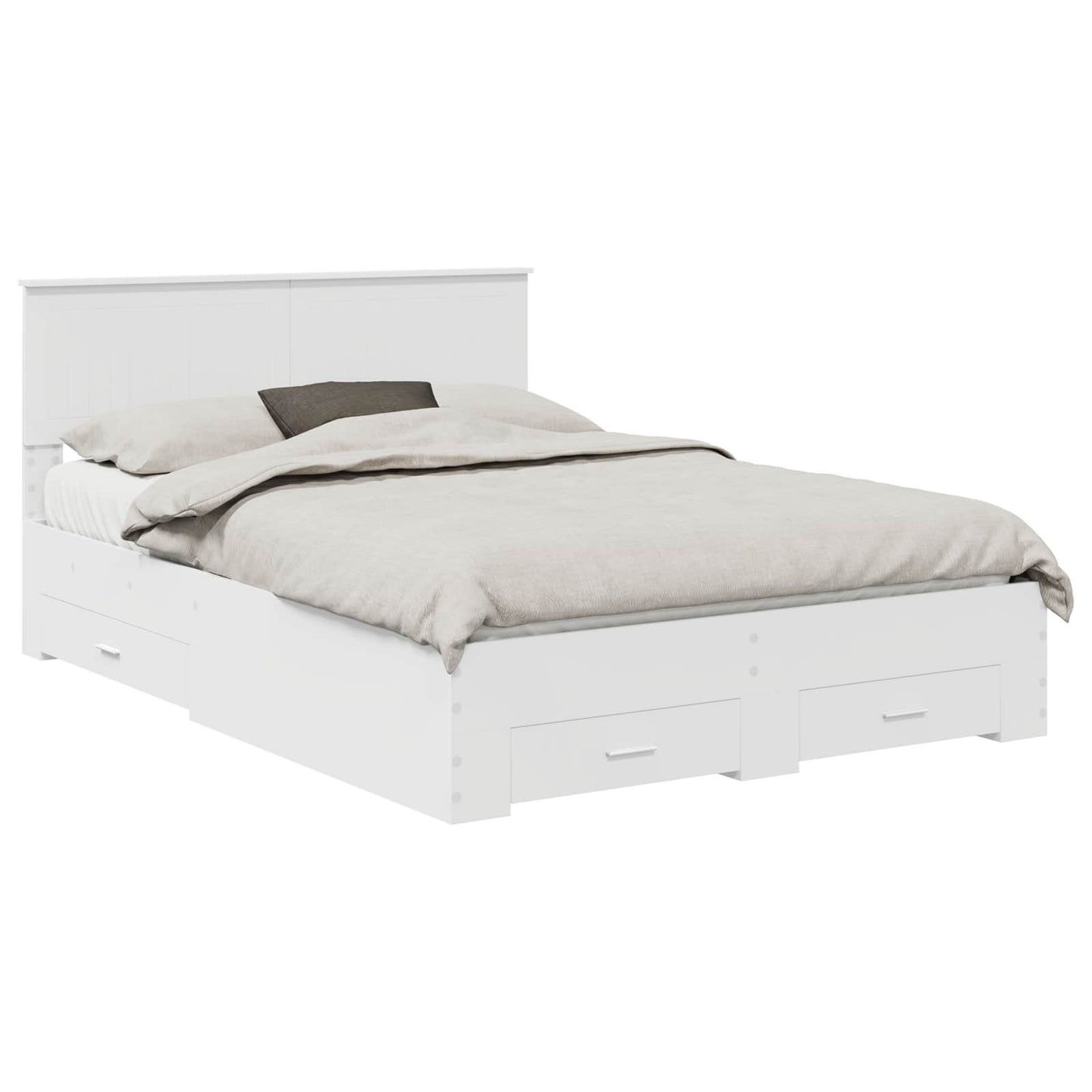 Bed Frame with Drawer White 140 x 200 cm Engineered Wood