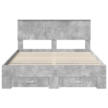 Bed Frame Concrete Grey 140 x 200 cm Engineered Wood