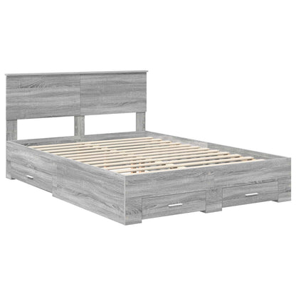 Bed Frame with Drawer Grey Sonoma 140 x 200 cm Engineered Wood
