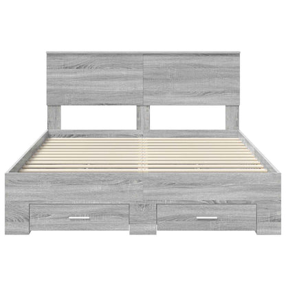 Bed Frame with Drawer Grey Sonoma 140 x 200 cm Engineered Wood