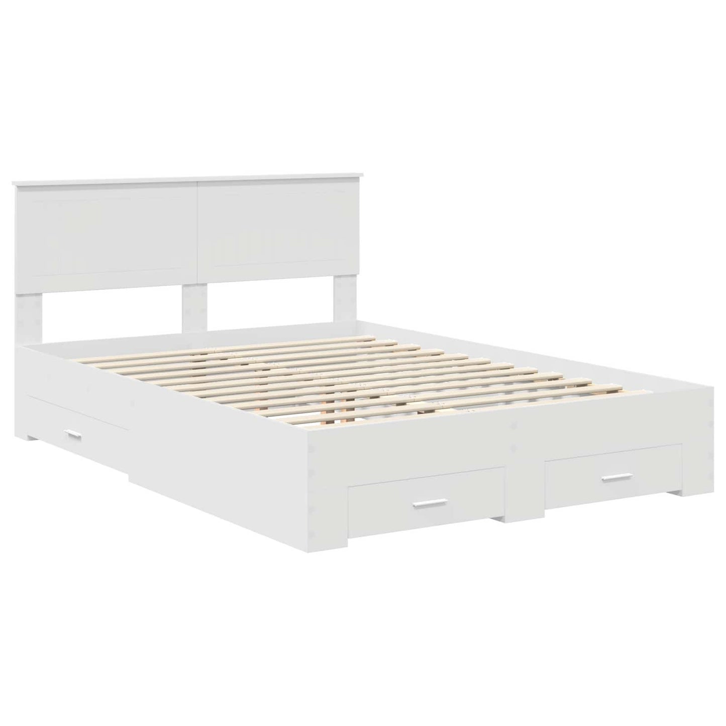 Bed Frame with Drawer White 140 x 190 cm Engineered Wood