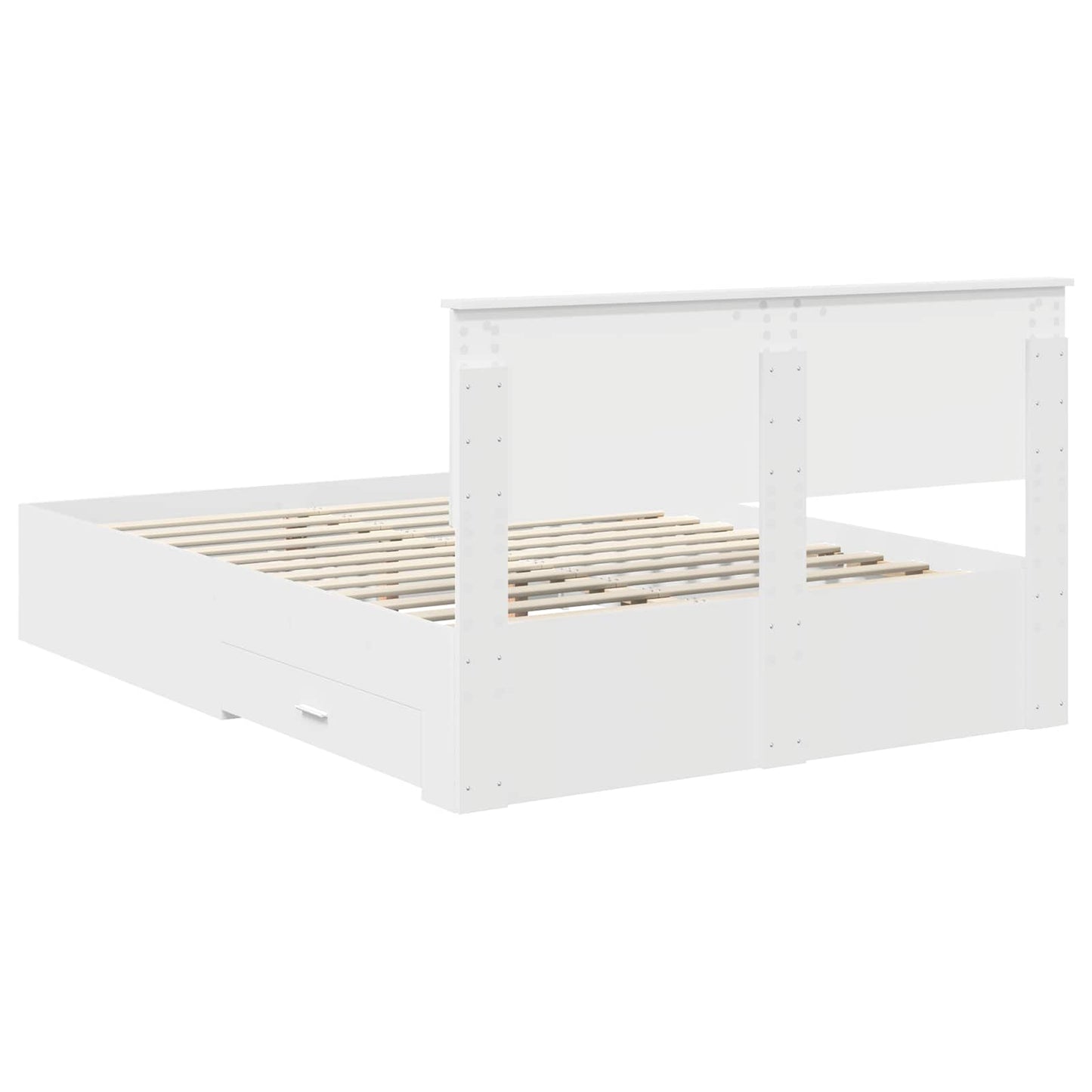 Bed Frame with Drawer White 140 x 190 cm Engineered Wood