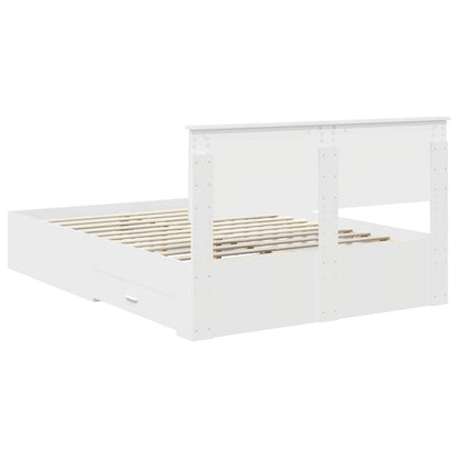 Bed Frame with Drawer White 140 x 190 cm Engineered Wood