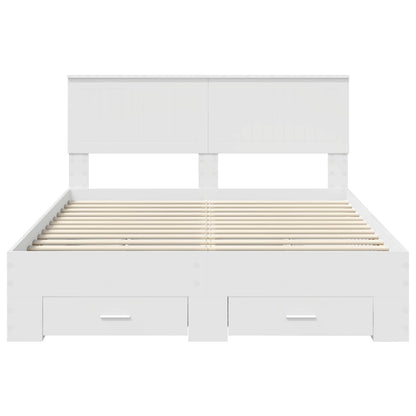 Bed Frame with Drawer White 140 x 190 cm Engineered Wood
