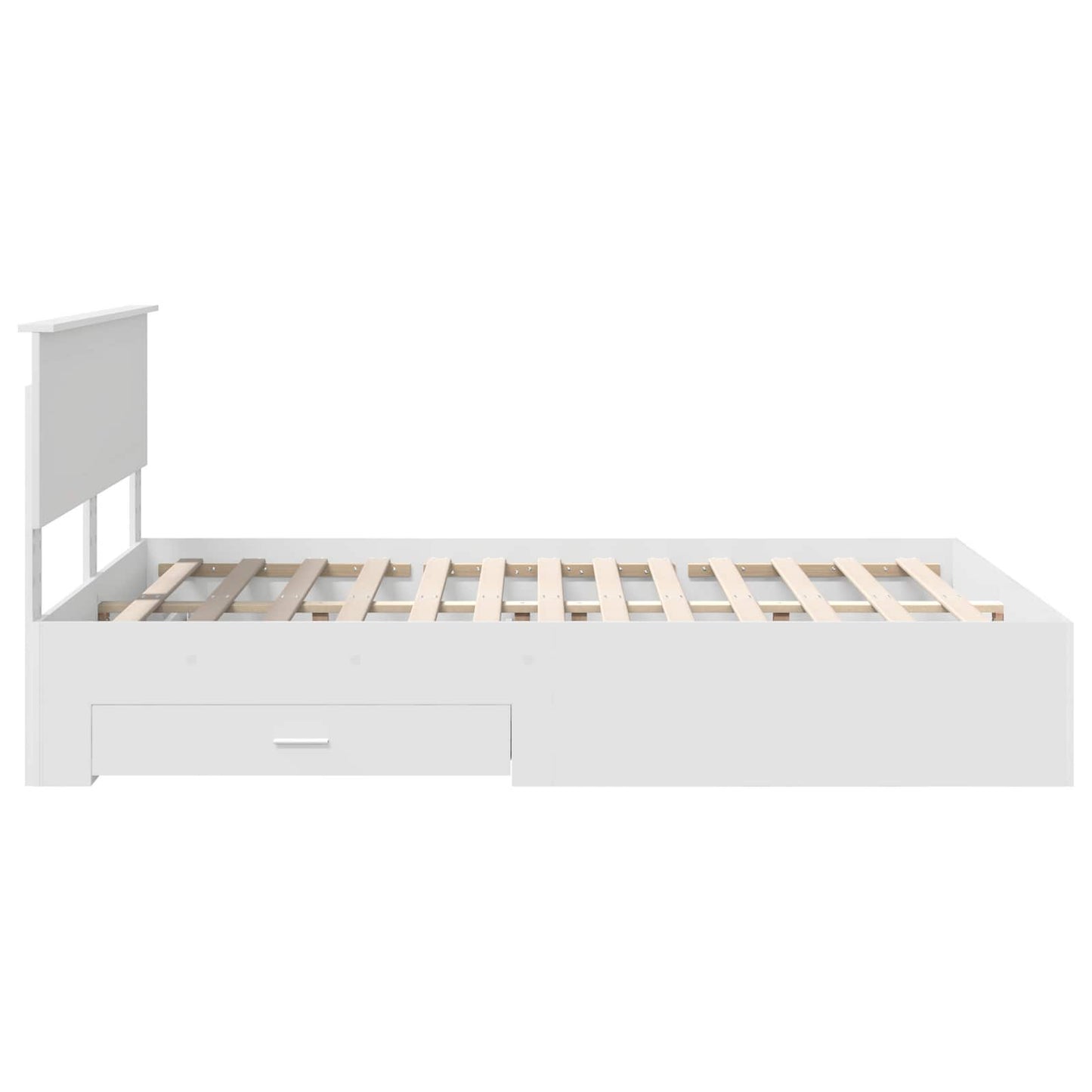 Bed Frame with Drawer White 140 x 190 cm Engineered Wood