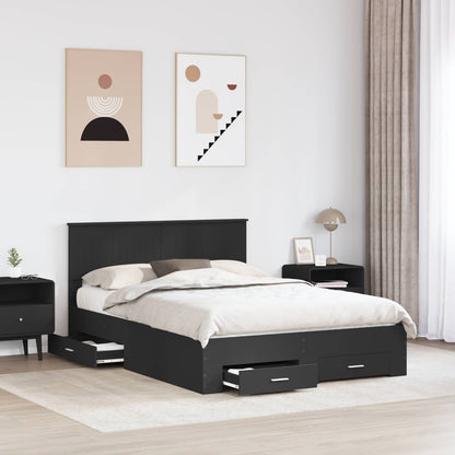 Bed Frame with Drawer Black 135 x 190 cm Engineered Wood