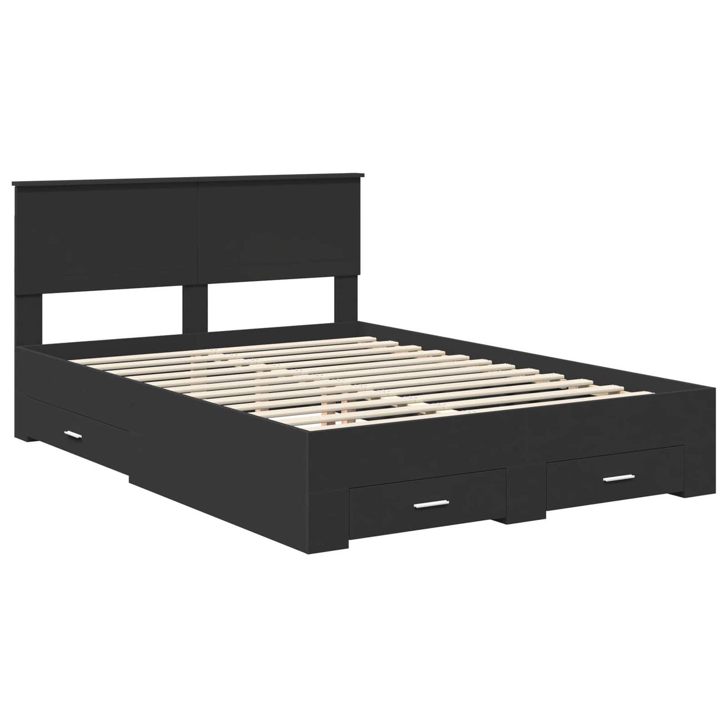 Bed Frame with Drawer Black 135 x 190 cm Engineered Wood