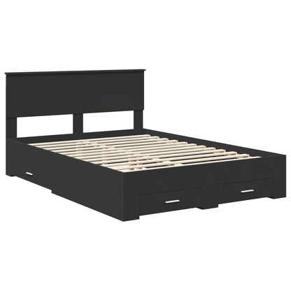 Bed Frame with Drawer Black 135 x 190 cm Engineered Wood