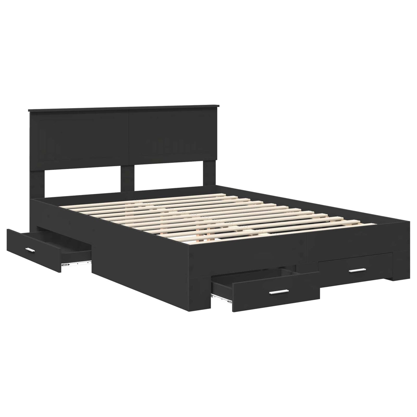 Bed Frame with Drawer Black 135 x 190 cm Engineered Wood