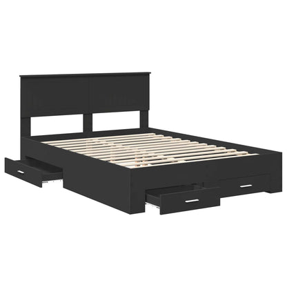 Bed Frame with Drawer Black 135 x 190 cm Engineered Wood