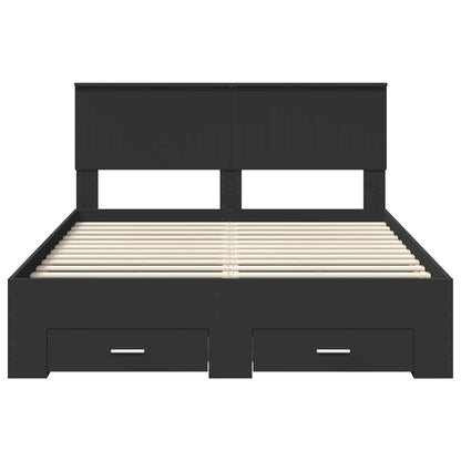 Bed Frame with Drawer Black 135 x 190 cm Engineered Wood