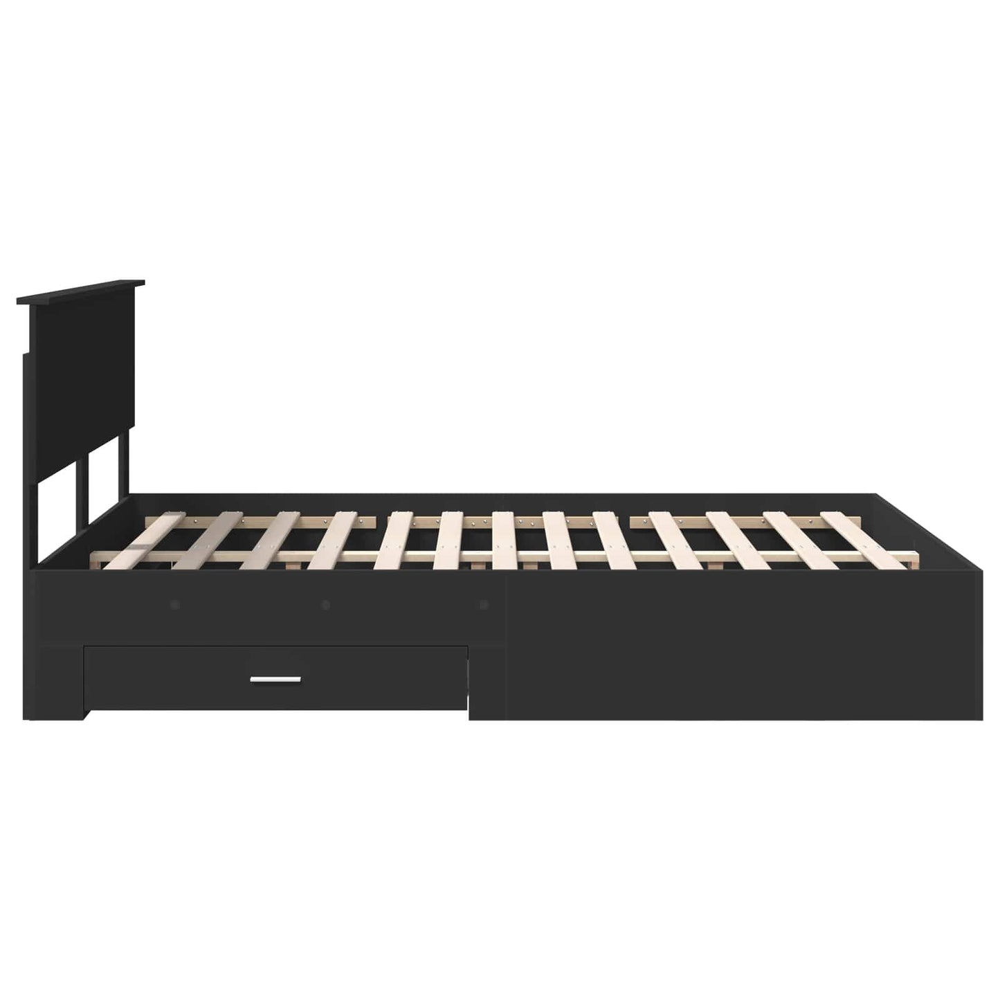 Bed Frame with Drawer Black 135 x 190 cm Engineered Wood