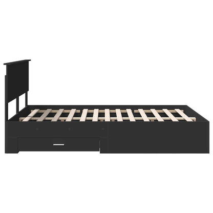 Bed Frame with Drawer Black 135 x 190 cm Engineered Wood