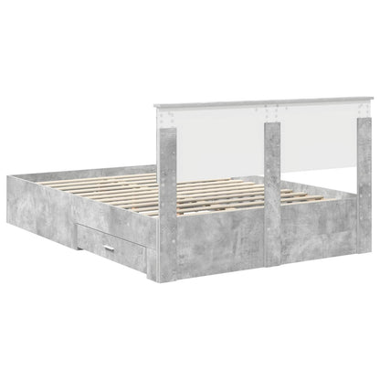 Bed Frame Concrete Grey 135 x 190 cm Engineered Wood