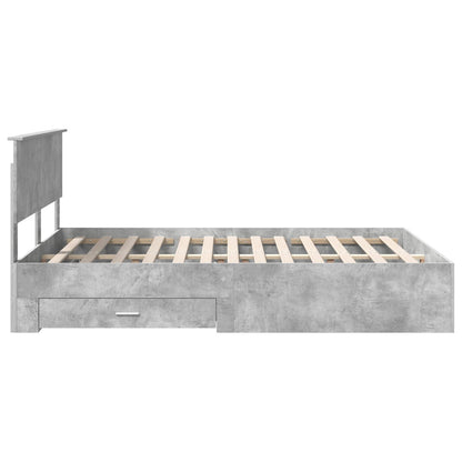 Bed Frame Concrete Grey 135 x 190 cm Engineered Wood