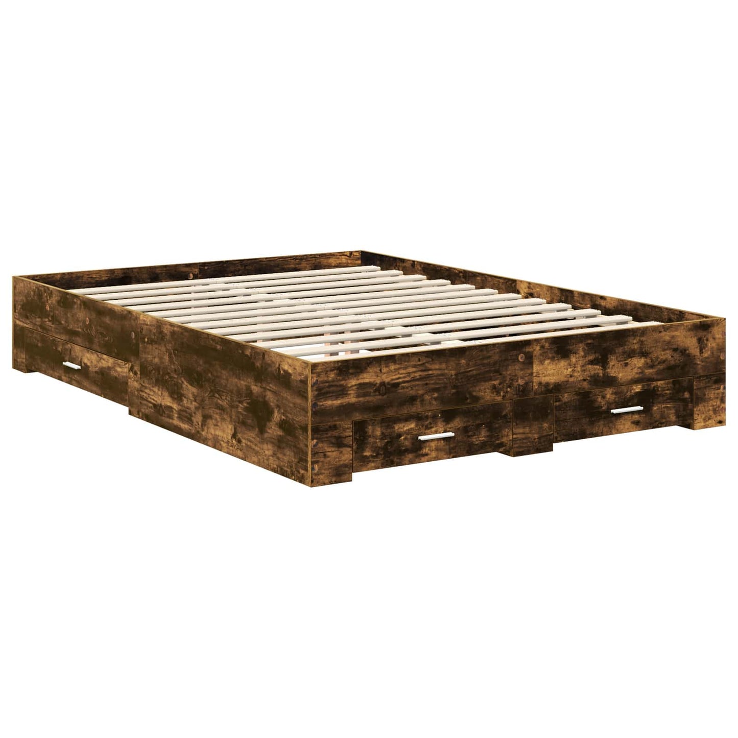 Bed Frame with Drawer Smoked Oak 135 x 190 cm Engineered Wood