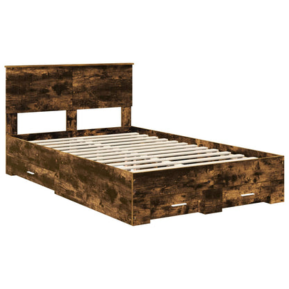 Bed Frame with Drawer Smoked Oak 120 x 200 cm Engineered Wood
