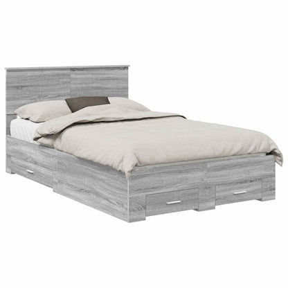 Bed Frame with Drawer Grey Sonoma 120 x 190 cm Engineered Wood
