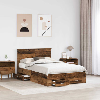 Bed Frame with Drawer Old Wood 120 x 190 cm Engineered Wood