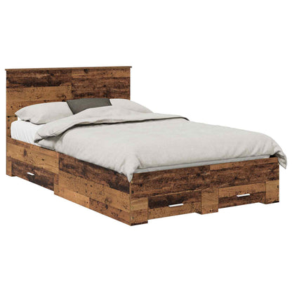 Bed Frame with Drawer Old Wood 120 x 190 cm Engineered Wood