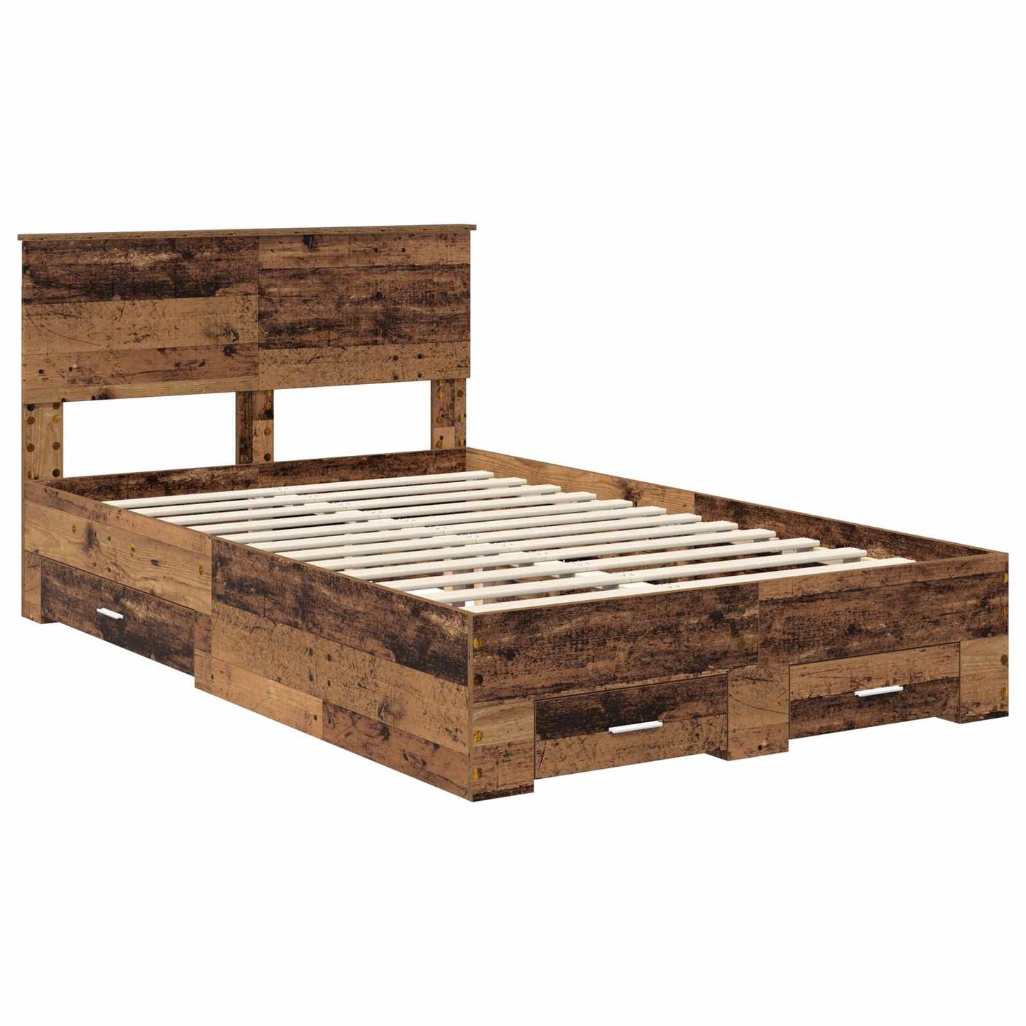 Bed Frame with Drawer Old Wood 120 x 190 cm Engineered Wood