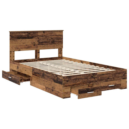 Bed Frame with Drawer Old Wood 120 x 190 cm Engineered Wood