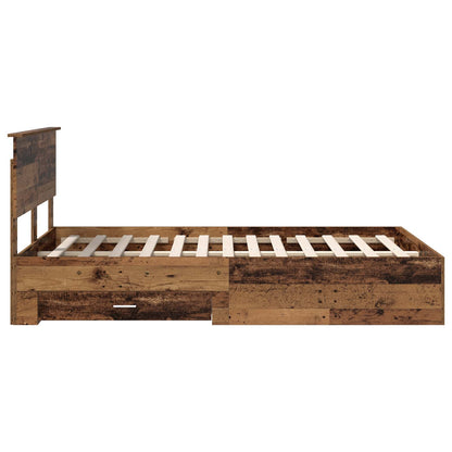 Bed Frame with Drawer Old Wood 120 x 190 cm Engineered Wood
