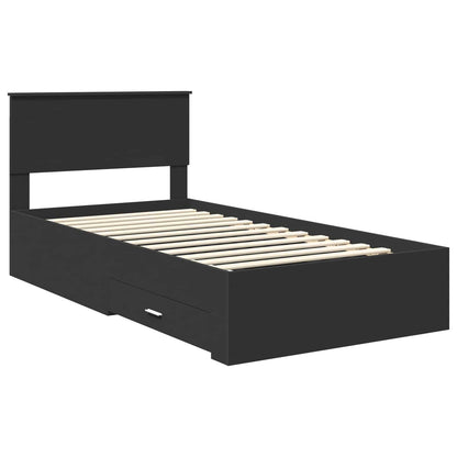 Bed Frame Black and Silver 100 x 200 cm Engineered Wood