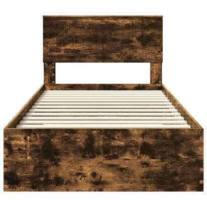 Bed Frame with Drawer Smoked Oak 100 x 200 cm Engineered Wood