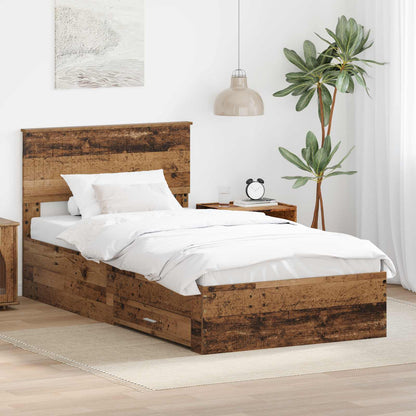 Bed Frame with Drawer Old Wood 100 x 200 cm Engineered Wood