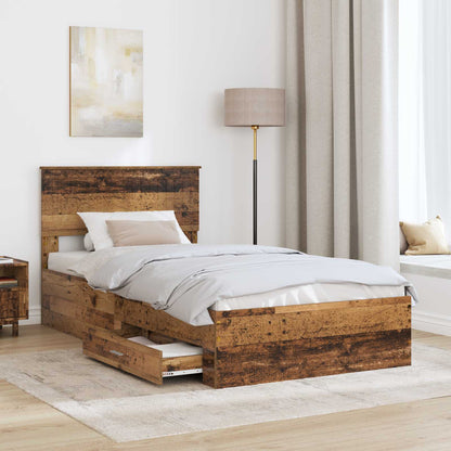 Bed Frame with Drawer Old Wood 100 x 200 cm Engineered Wood